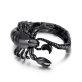 Pulsera de escorpión negra de acero inoxidable para hombre con acabado metálico brillante - Negro