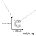 Silver letter C pendant necklace with cubic zirconia, size 0.43 x 0.37 inch, 1g weight - Silver Letter-C
