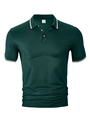 Détails du polo vert foncé avec col rayé et texture en maille de polyester - Vert Foncé