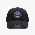 Classic black waterproof baseball cap with circular patch and laser-cut side vents - Adjustable / Black