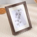 Minimalist 5x7 inch dark brown solid wood photo frame with white mat and botanical art - 6 Inch / Tan