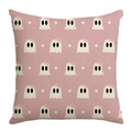 Rosa Halloween-Kissenbezug aus Leinen mit weißen Geistern und Punkten-Muster - All-over Geist-Druck-Stil (XM305-2)