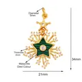 Ciondolo a stella dorato con intarsio in malachite verde e zirconi bianchi - Ciondolo Starburst in Malachite e Zirconia (M529946-Malachite)