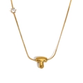 Collier doré avec pendentif lettre T plaqué or 18K et une petite pierre de zircone - Or - Lettre T