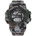 Men's digital sports watch featuring gray camouflage pattern and multifunctional LCD display - Large Camouflage Grey