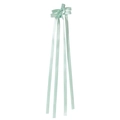 Set of 3 mint green double bow hair clips with long satin ribbons and duckbill base - Light Green