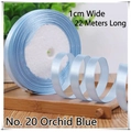 1cm light blue polyester satin ribbon, 22 meters roll for gift wrapping and hair braiding - 20# Light Blue