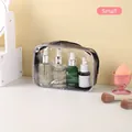 Small grey translucent PVC waterproof toiletry bag with zipper and serum bottles - Thickened 20 Wire Small 17*5*11.5 / Black
