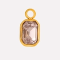 304 stainless steel pendant with light pink rectangle gem in golden frame - Gold/Pink