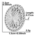 Detailed size specifications for 1.5cm stainless steel geometric round stud earrings - Round Sunburst Wave-Silver