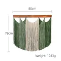 Bohemian handmade woven wall tapestry in green and beige with wood bar and tassel - 78*80cm / Green Series