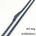 Collier chaîne minimaliste en acier inoxydable noir avec fermoir cylindrique de 44g - Collier Noir (KN299571-Z)