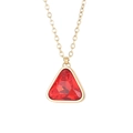 Golden titanium steel necklace with a faceted red triangle crystal pendant for women - Gold Red Triangle Necklace (KN231973-K)