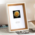 Minimalist white and wood dual-tone photo frame with elegant floral insert and matting - White Walnut 5 Inch