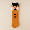 Chaussette de Noël en polaire corail caramel avec un visage de soldat casse-noisette - Taille unique / Casse-noisette
