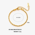Bracciale a fune in acciaio inossidabile dorato da 3mm con chiusura a moschettone - Bracciale Oro 3mm