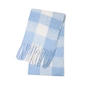 Rainbow blue and white checkered mohair scarf with soft tassel fringe and thick texture - 14#