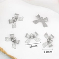 Set de 5 colgantes de lazo plateado mate 16x11mm para accesorios de joyería DIY - Colgante de Lazo Mate / Color Platino