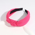 Stylish magenta knotted headband with ribbed knit texture for women fashion - Rose Red