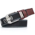 Men's canvas belt featuring black and grey wide stripes with a silver pin buckle - 100cm / Black Wide Stripes