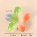Frangipani flower hair claw clip with purple-green-orange gradient and matte finish - 8cm / Blue Green Orange Gradient