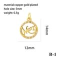 Detail view of 14x12mm gold plated copper sunflower pendant with MAMA and zircon accents - Mom Letter Circle/B-1