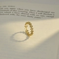 Minimalist gold beaded stainless steel ring with adjustable open design and glossy finish - Gold Bead Adjustable Ring