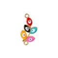 Alloy owl branch pendant with colorful evil eye enamel leaves for jewelry making - Eye Leaves