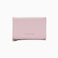 Pink short bifold wallet with CLASSIC STAR silver print and zipper coin compartment - Pink