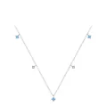 Minimalist S925 silver necklace with turquoise beads and square zircon pendants - 925 Silver / Silver