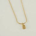 Golden snake chain necklace featuring a cubic zirconia inlaid letter S pendant - Letter S / Gold