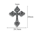 Silver retro metal cross pendant with dimensions 28mm by 20.5mm and 1mm hole size - Style Z2305S27/Retro Silver Grey
