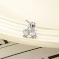 Exquisite silver cherry heart cartilage stud with micro-set cubic zirconia stones - Heart Cherry - Single Piece (A673)