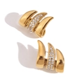 Creative 18K gold plated stainless steel flag stud earrings with micro paved white zircon - Flag-pattern Zirconia Wrap Gold