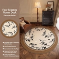 Round cream area rug with floral plum pattern and high-density woven texture - Diameter 80cm / Four Seasons Flower Dock