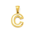 Ciondolo lettera C in oro con intarsio in smalto bianco e bordo milgrain raffinato - Lettera C (Ciondolo Singolo)