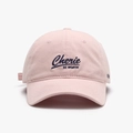 Casquette de baseball rose clair en coton avec broderie Cherie et visière courbée - Réglable / Rose
