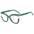 Gafas anti luz azul ojo de gato con montura verde translúcida y detalles de perlas - Verde Transparente