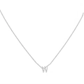 Silver alphabet W initial pendant necklace with delicate link chain for women - Steel W