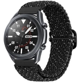 Vista laterale del cinturino in nylon nero intrecciato elastico con fibbia regolabile - Nero Stellato