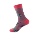 Mid-calf cotton socks in mauve and rose pink featuring colorful cartoon fish patterns - Grey Purple Cartoon Fish