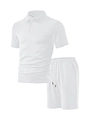 Dettaglio macro del completo casual bianco da uomo in tessuto con trama a nido d'ape - Bianco