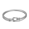Zilveren gedraaide kabelarmband met hoefijzersluiting voor heren en dames in staal - ZJ2948-Zilver Zwart Mix