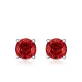 Orecchini a perno in argento sterling S925 con pietra rossa tonda taglio rose - Argento 925 / Rosso 8MM