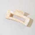 Elegant marble pattern hair claw clip in cream and white hollow rectangular design - #2 Abs Beige - 10.5cm Rectangular / Bulk (No Packaging)