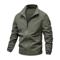 Army green men's outdoor casual windbreaker jacket with stand collar and zipper pockets - M / Army Green