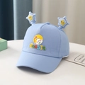 Sky blue kids baseball cap with 3D star patches and cute rabbit letter embroidery - Rabbit Blue