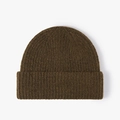 Thick knit wool beanie in dark coffee brown color with a classic cuffed design - One Size / Dark Coffee