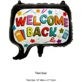Welcome Back speech bubble foil balloon with stationery graphics, size 48x53cm - Welcome Back Dialogue Box Shape