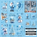Blue and white 3D Christmas window stickers with Santa, reindeer and snowflake designs - 蓝色圣诞老人(ZX JD23016) / 9 Sheets